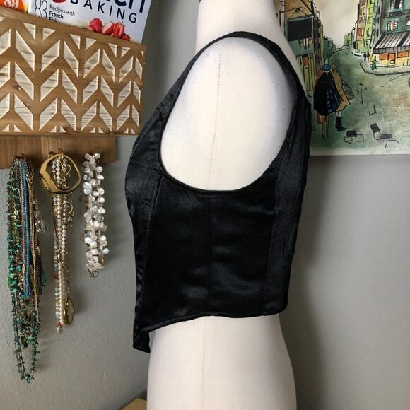 Future Collective Kahlana Barfield Black Zip Satin Bustier - NWT's Whimsigoth - Picture 9 of 11